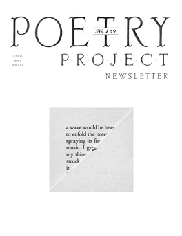 POETRY PROJECT NEWSLETTER EDITOR: Ted Dodson COVER DESIGN: John Passafiume