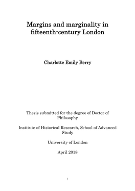 Margins and Marginality in Fifteenth-Century London