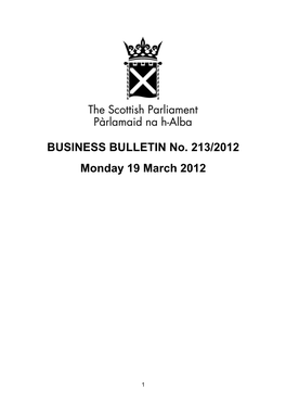 BUSINESS BULLETIN No. 213/2012 Monday 19 March 2012