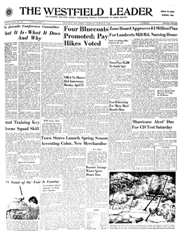 Thewestfield Leader During 1966 the Leading and Most Widely Circulated Weekly Newspaper in Union County