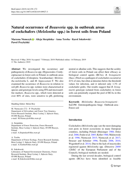 Melolontha Spp.) in Forest Soils from Poland