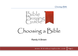 Choosing a Bible