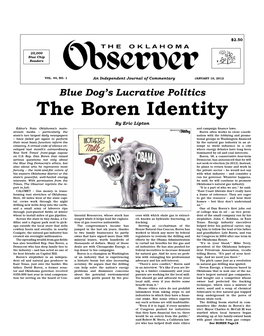 The Boren Identity by Eric Lipton Editor’S Note: Oklahoma’S Main- and Campaign Finance Laws