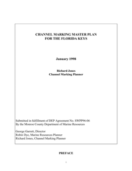 Channel Marking Master Plan for the Florida Keys, Monroe County