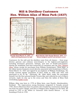 Hon. William Allan of Moss Park (1837)