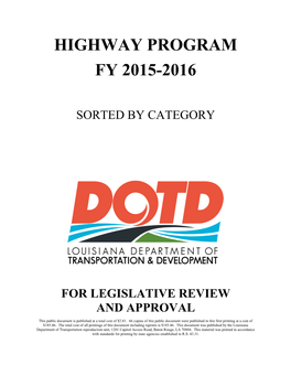 Highway Program Fy 2015-2016