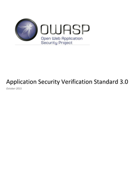 Application Security Verification Standard 3.0 October 2015