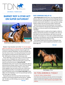 Barney Roy a Star Act on Super Saturday Cont