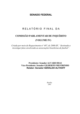 Senado Federal Relat Ó Riofinalda Comissão Parlamentar De Inquérito