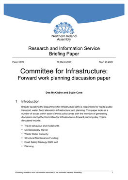 Committee for Infrastructure: Forward Work Planning Discussion Paper