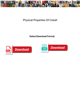 Physical Properties of Cobalt