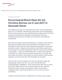 Kurzurlaub.De Beach Open Air Mit Christina Stürmer Am 4