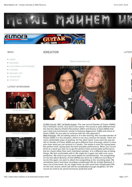 Metal Mayhem UK - Kreator Interview W/ Mille Petrozza 12/11/2011 16:24