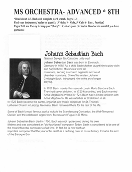 Johann Sebastian Bach MS ORCHESTRA- ADVANCED *