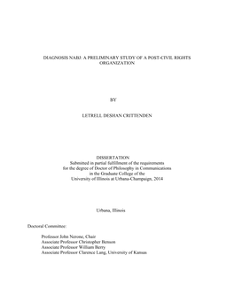 Diagnosis Nabj: a Preliminary Study of a Post-Civil Rights Organization