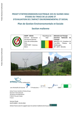Projet D'interconnexion Electrique 225 Kv Guinee-Mali Etudes Du Trace De