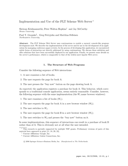 Implementation and Use of the PLT Scheme Web Server ∗