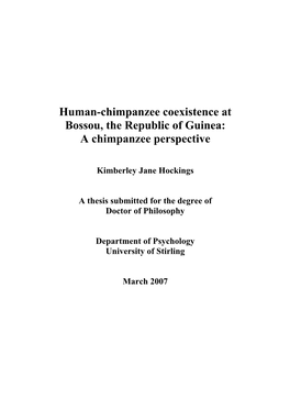 Human-Chimpanzee Coexistence at Bossou, the Republic of Guinea: a Chimpanzee Perspective