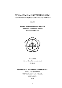 PENGALAMAN DAN EKSPRESI KESEDIHAN Analisis Semiotik Terhadap Lagu-Lagu Dan Video Klip Didi Kempot