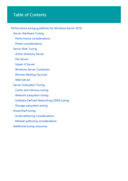 Windows Server 2016 Performance Tuning Guidelines