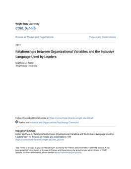 Relationships Between Organizational Variables and the Inclusive Language Used by Leaders