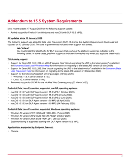 Addendum to 15.5 System Requirements