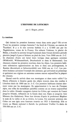 L'histoire DE LÖTSCHEN Par J. Siegen, Prieur Le Tourisme