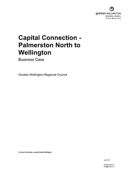 Capital Connection - Palmerston North to Wellington Business Case