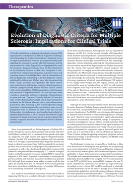 Evolution of Diagnostic Criteria for Multiple Sclerosis: Implications for Clinical Trials