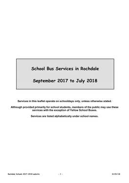 School Bus Services in Rochdale September 2017 to July 2018