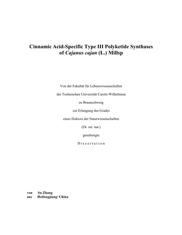 Cinnamic Acid-Specific Type III Polyketide Synthases of Cajanus Cajan (L.) Millsp