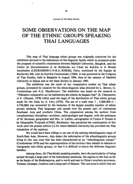 Some Observations on the Map of the Ethnic Groups Speaking Thai Languages