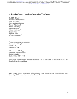 A Sequel to Sanger: Amplicon Sequencing That Scales