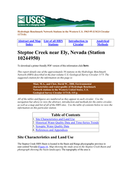 Steptoe Creek Near Ely, Nevada (Station 10244950)
