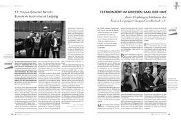 European Auditions in Leipzig FESTKONZERT IM GROSSEN SAAL DER HMT Zum 25-Jährigen Jubiläum Der Neuen Leipziger Chopin-Gesellsc