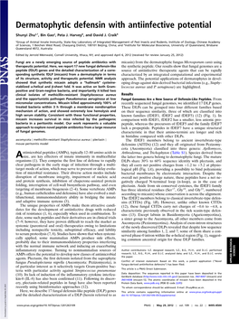 Dermatophytic Defensin with Antiinfective Potential