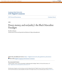 The Black Masculine Paradigm Kendric Coleman Louisiana State University and Agricultural and Mechanical College, Kcolema@Lsu.Edu