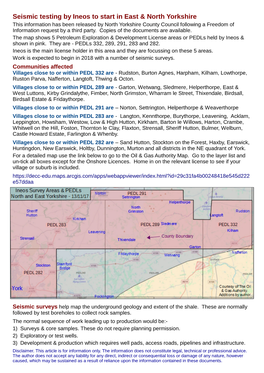 Seismic Testing by Ineos to Start in East & North Yorkshire