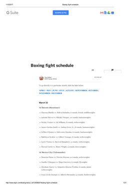 Boxing Fight Schedule