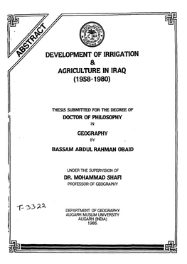 Development of Irrigation Agriculture »I Iraq