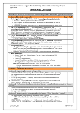 Intern Visa Checklist