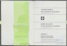 Comptes Publics De La Province De Québec Public Accounts of The