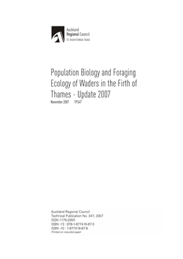 Population Biology and Foraging Ecology of Waders in the Firth of Thames - Update 2007 November 2007 TP347