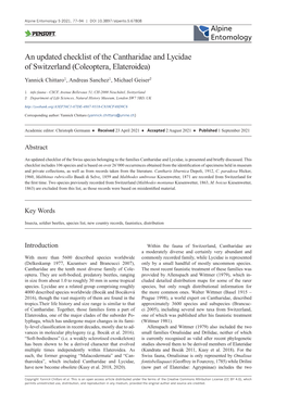 An Updated Checklist of the Cantharidae and Lycidae of Switzerland (Coleoptera, Elateroidea)