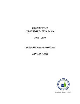 Twenty Year Transportation Plan 2000-2020