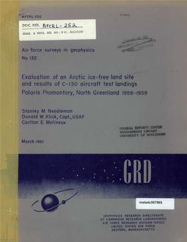 Evaluation of an Arctic Ice-Free Land Site of C-130 Aircraft Test Landings