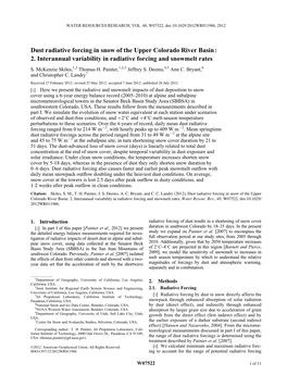 Dust Radiative Forcing in Snow of the Upper Colorado River Basin: 2. Interannual Variability in Radiative Forcing and Snowmelt Rates S