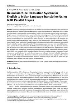 Neural Machine Translation System for English to Indian Language