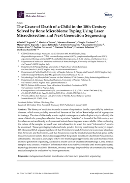 The Cause of Death of a Child in the 18Th Century Solved by Bone Microbiome Typing Using Laser Microdissection and Next Generation Sequencing