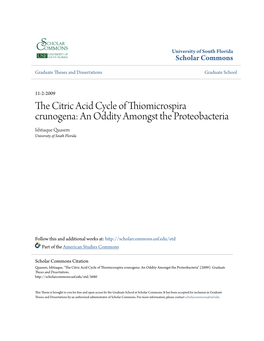 The Citric Acid Cycle of Thiomicrospira Crunogena
